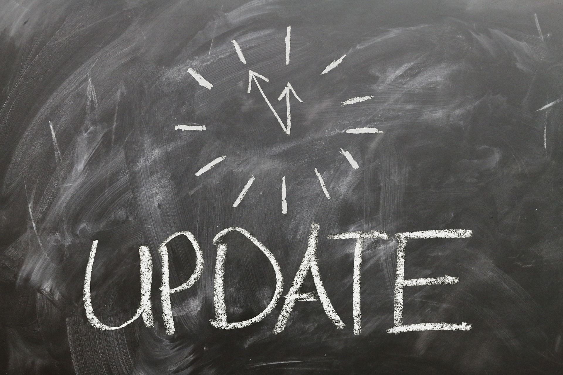update written on chalkboard