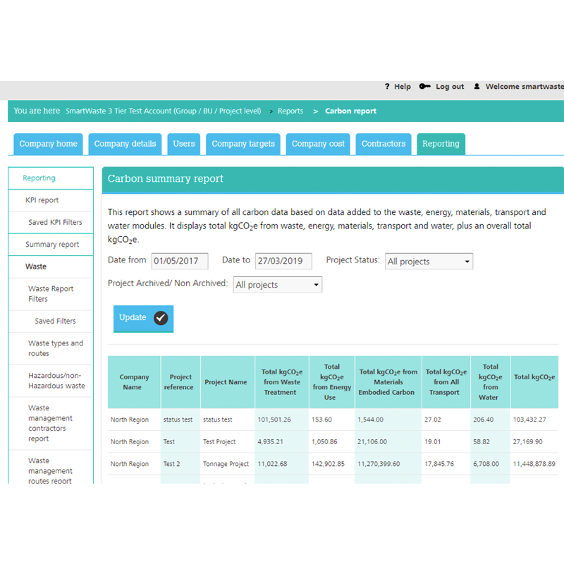 reporting functionality to help environmental management with SmartWaste construction software